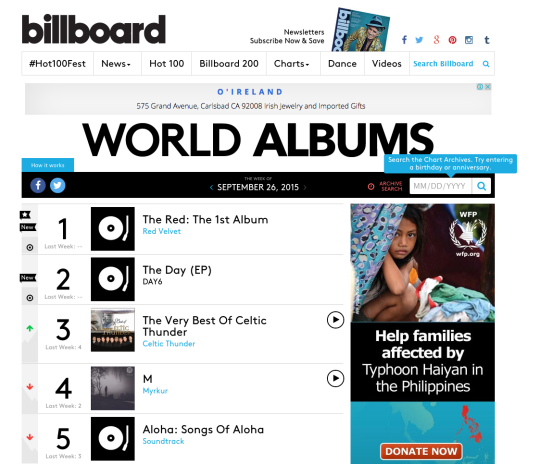 Billboard-World-Albums-Chart-Red-Velvet-DAY6-540x464